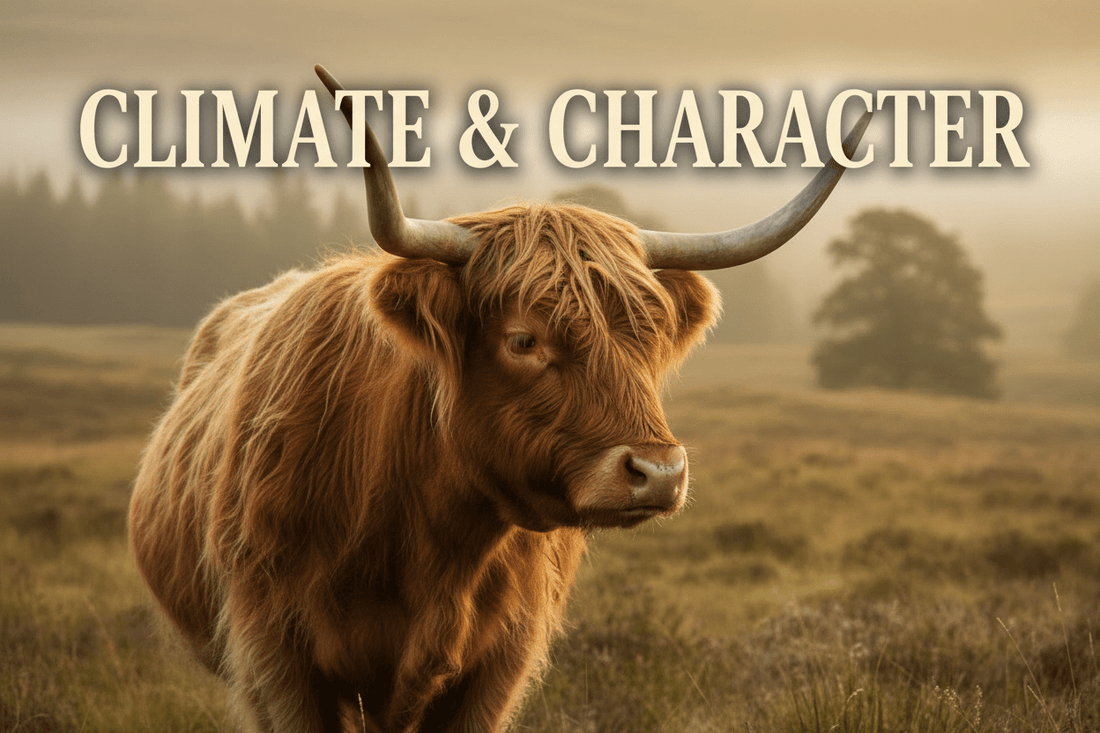 Climate & Character (A contemplative but still superior statement from a Highland cow in his thinking era.) - HomesteadHoboz