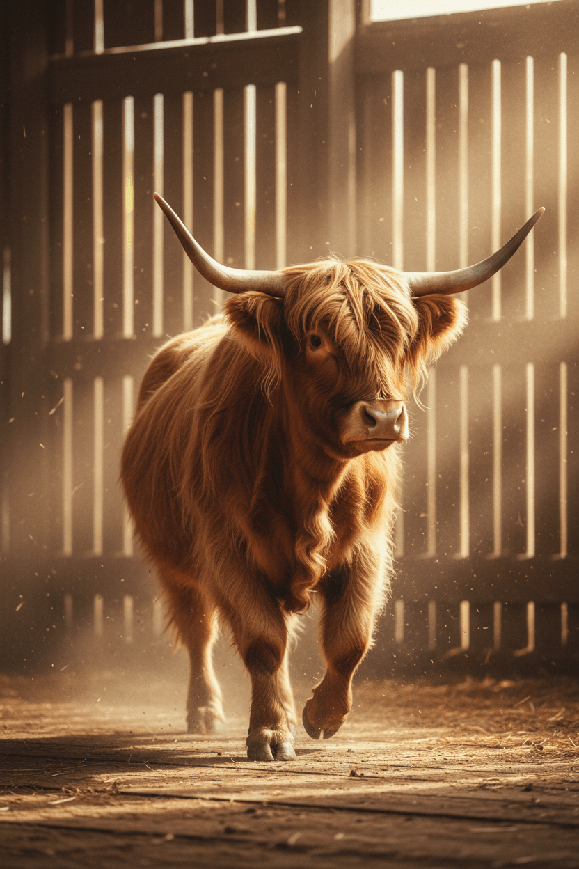 Day 80: The First Day of Judging  (A mentally focused but externally flawless statement from a Highland cow entering the arena.) - HomesteadHoboz