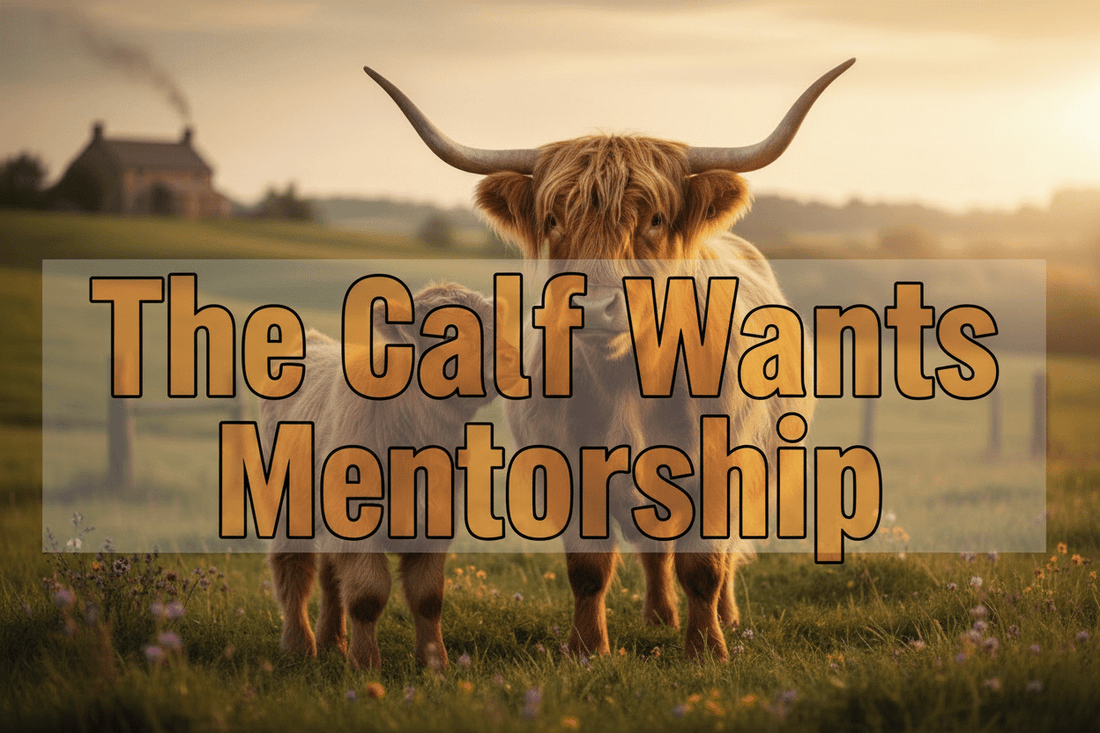 The Calf Wants Mentorship (A reluctant but honored statement from a seasoned pasture icon.) - HomesteadHoboz