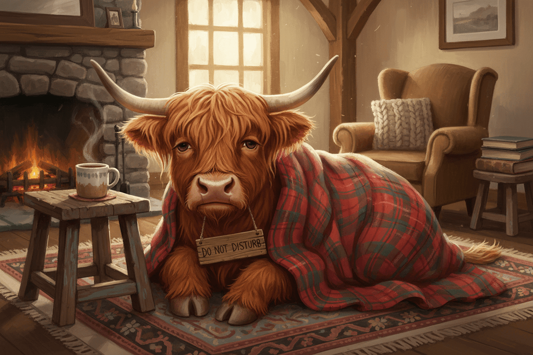 The Day Off  (A medically necessary statement from a Highland cow temporarily withdrawing from public engagement.) - HomesteadHoboz