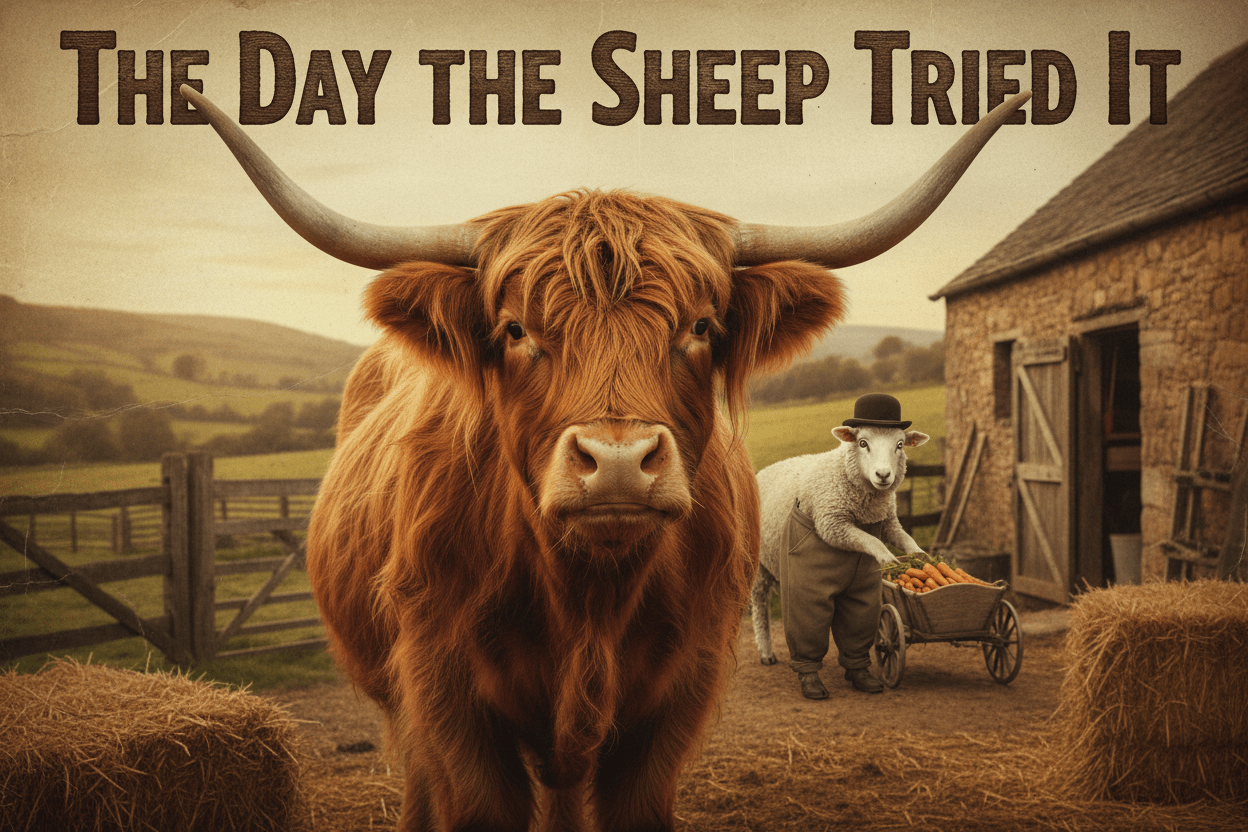 The Day the Sheep Tried It (A restrained but pointed statement from a cow who has noticed shifting dynamics.) - HomesteadHoboz