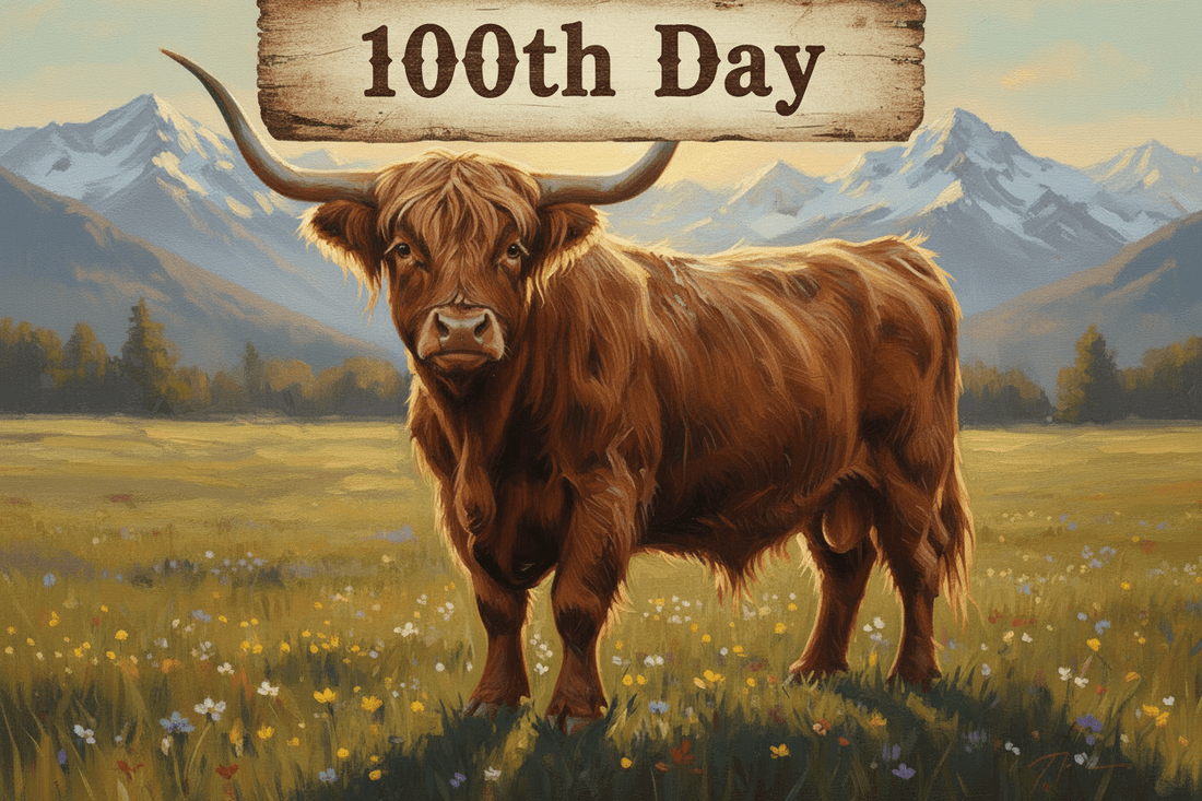The Hundredth Day  (A full-circle statement from a Highland cow who survived winter, attention, and himself.) - HomesteadHoboz