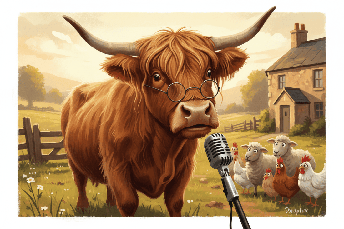 The Interview  (A cautiously professional statement from a Highland cow unexpectedly approached by local media) - HomesteadHoboz