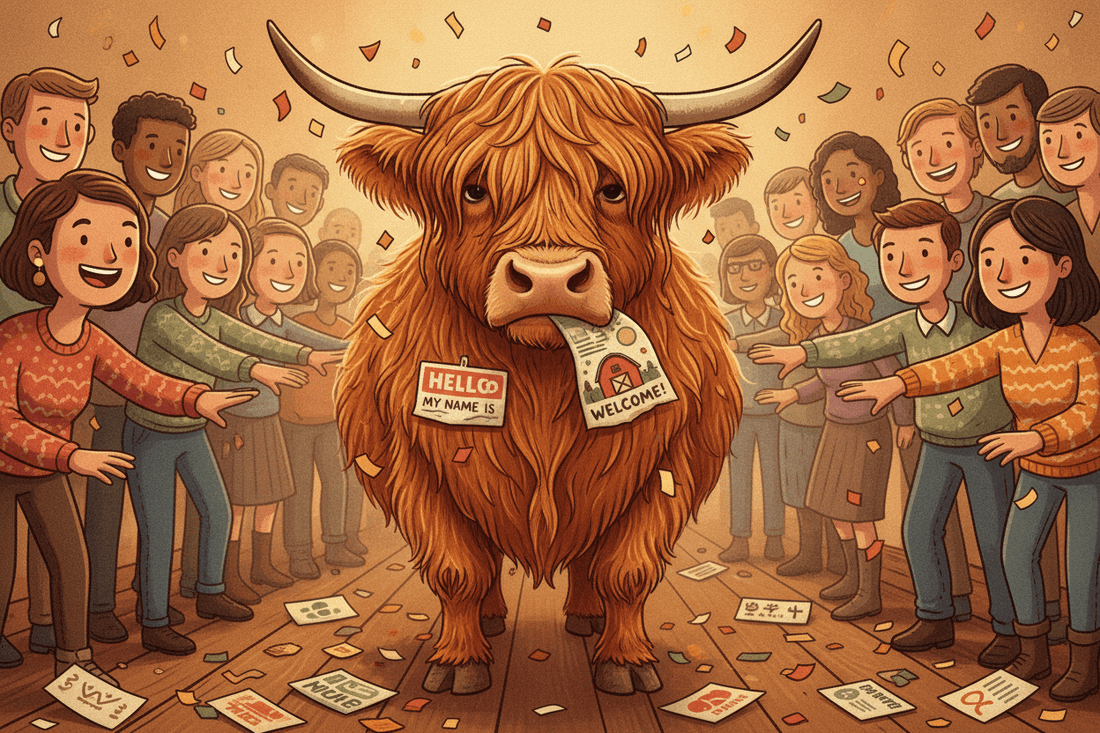 The Meet-and-Greet Disaster  (A socially exhausted statement from a Highland cow pushed beyond reasonable interaction limits) - HomesteadHoboz