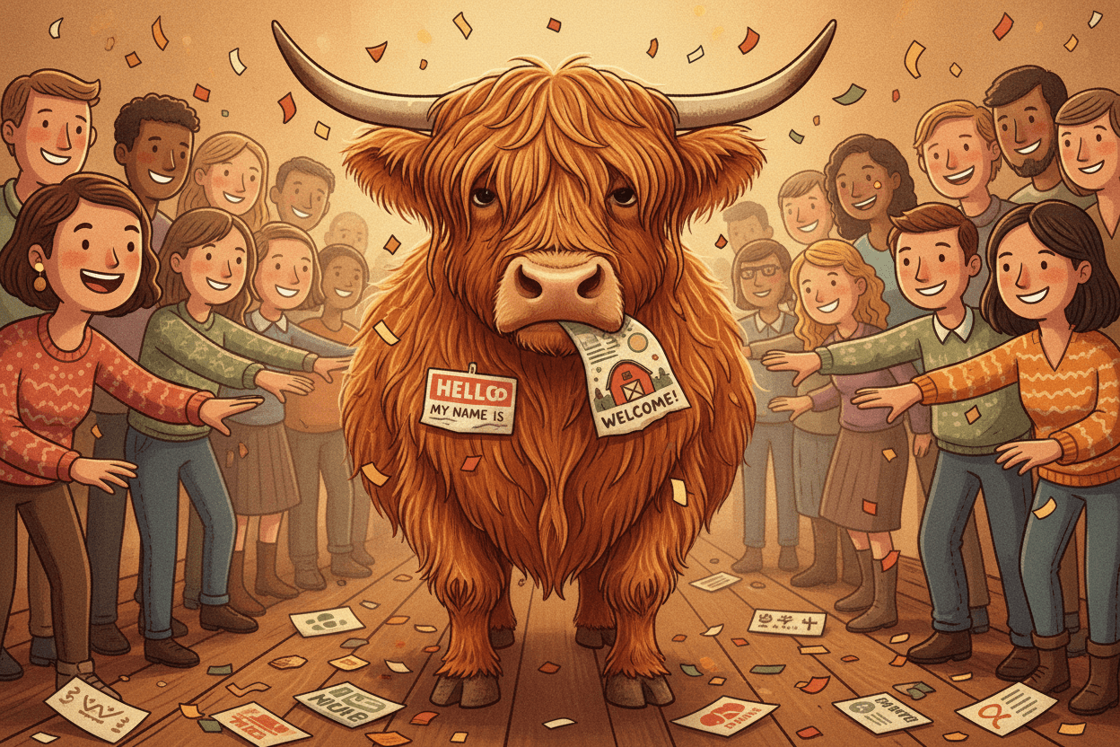 The Meet-and-Greet Disaster  (A socially exhausted statement from a Highland cow pushed beyond reasonable interaction limits) - HomesteadHoboz