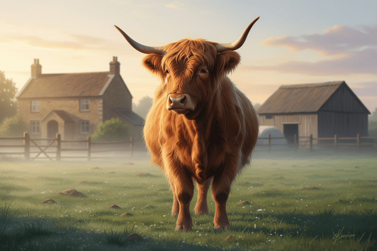 The Morning After  (A unexpectedly peaceful statement from a Highland cow realizing recovery no longer takes as long) - HomesteadHoboz