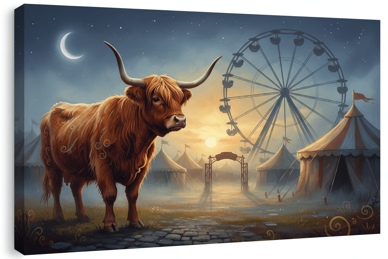 The Night Before the Fair  (A sleepless but dignified statement from a Highland cow standing on the edge of history) - HomesteadHoboz
