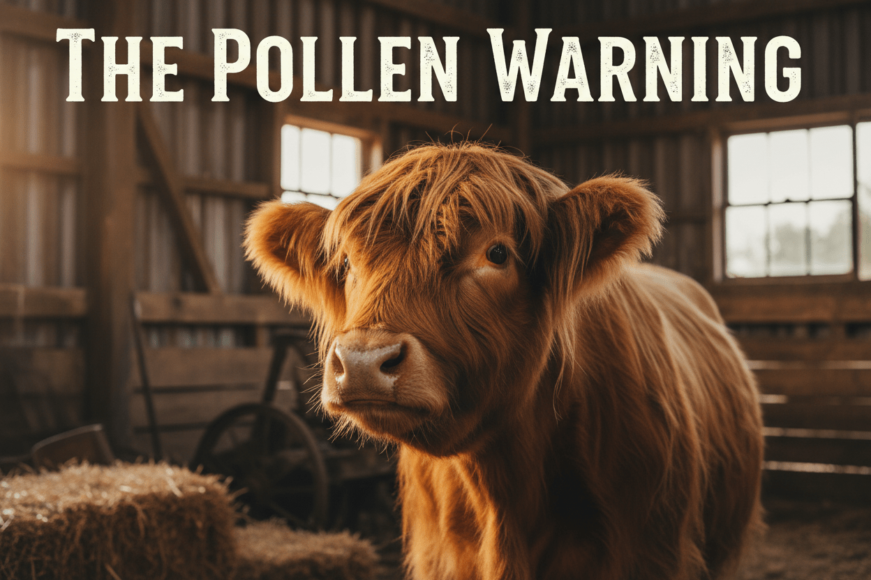 The Pollen Warning (Adefensive statement from a cow who has read the air) - HomesteadHoboz