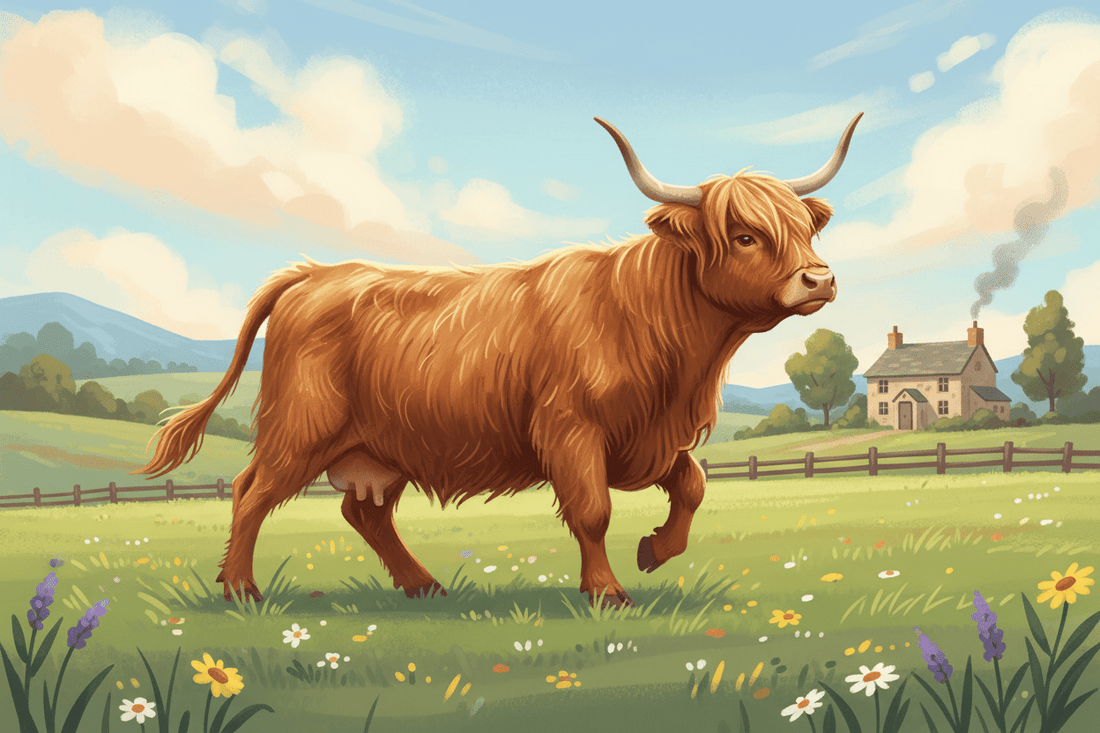The Practice Walk (A deeply focused statement from a Highland cow refining greatness) - HomesteadHoboz