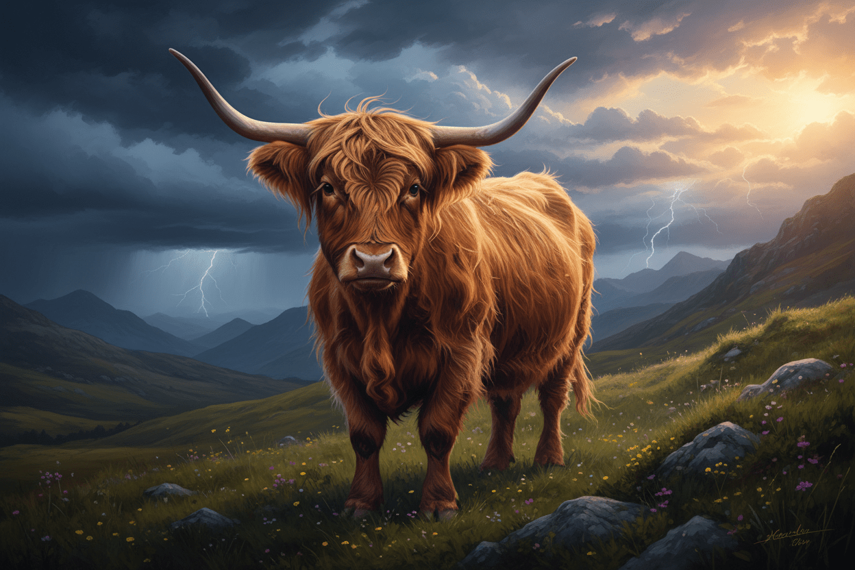 The Storm Returns  (A deeply triggered but significantly more emotionally evolved statement from a Highland cow facing familiar weather.) - HomesteadHoboz