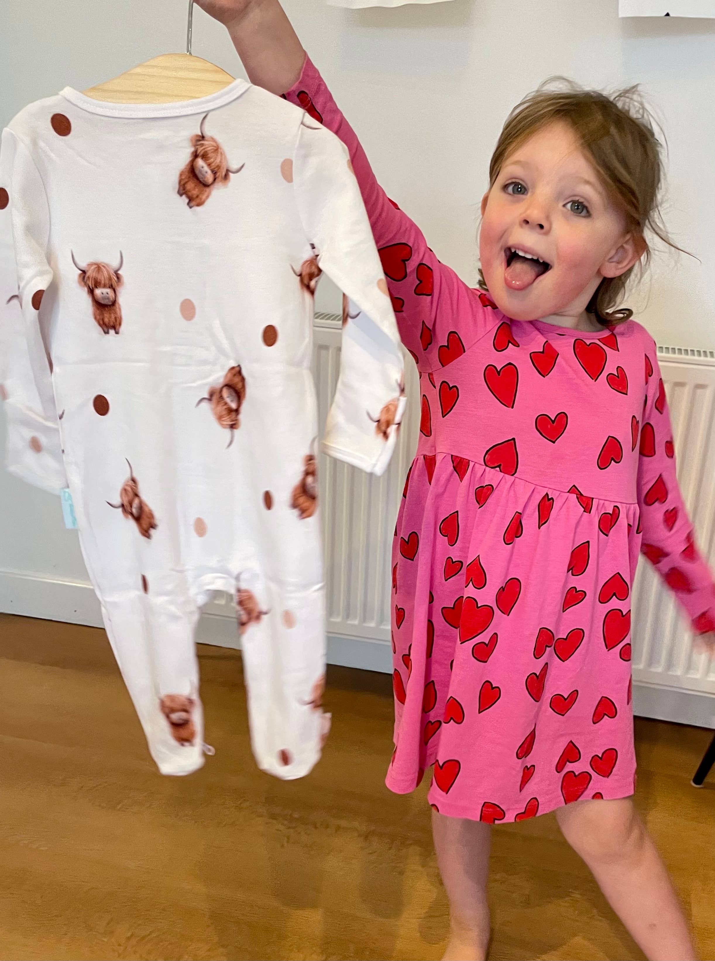 Highland Cow Sleepsuit: 0-3M