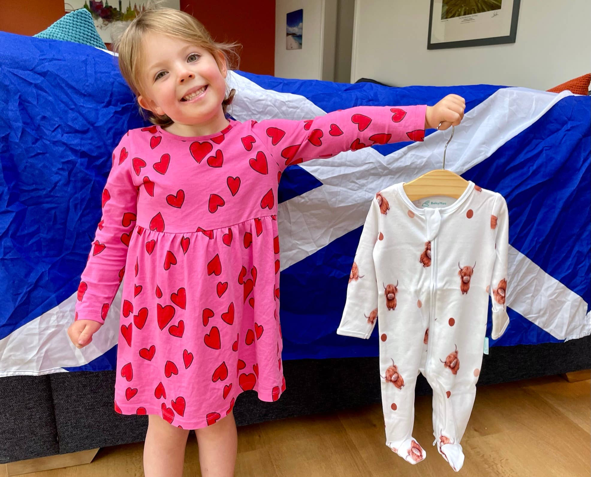 Highland Cow Sleepsuit: 12-18M