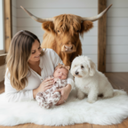 Highland Floral Cow Western Baby Girls Jumpsuit: 0-3M - HomesteadHoboz