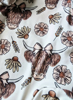 Highland Floral Cow Western Baby Girls Jumpsuit: 0-3M - HomesteadHoboz