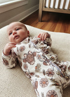 Highland Floral Cow Western Baby Girls Jumpsuit 12-24M - HomesteadHoboz