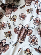 Highland Floral Cow Western Baby Girls Sleeper - 3-6M - HomesteadHoboz