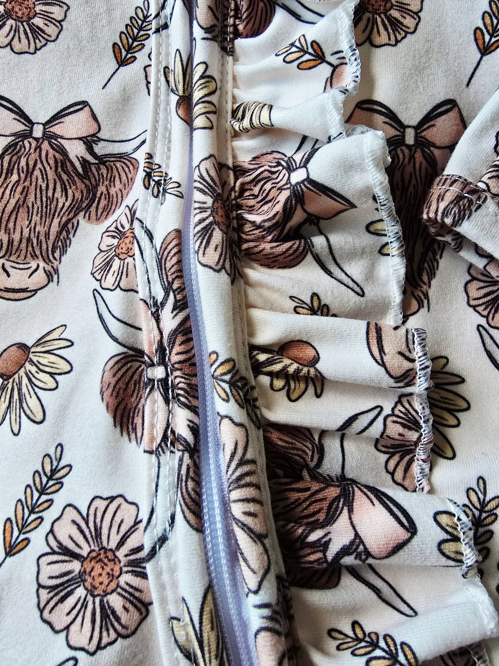 Baby Girls Sleeper Jumpsuit - Highland Floral Cow Western : 12-24M