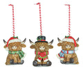 Santa's Highland Cow Helpers Ornament Set - 3 Assorted - HomesteadHoboz