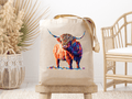 Dark Horse Dream Designs LLC - Colorful Standing Longhorn / Highland Cow - Canvas Tote Bag - HomesteadHoboz