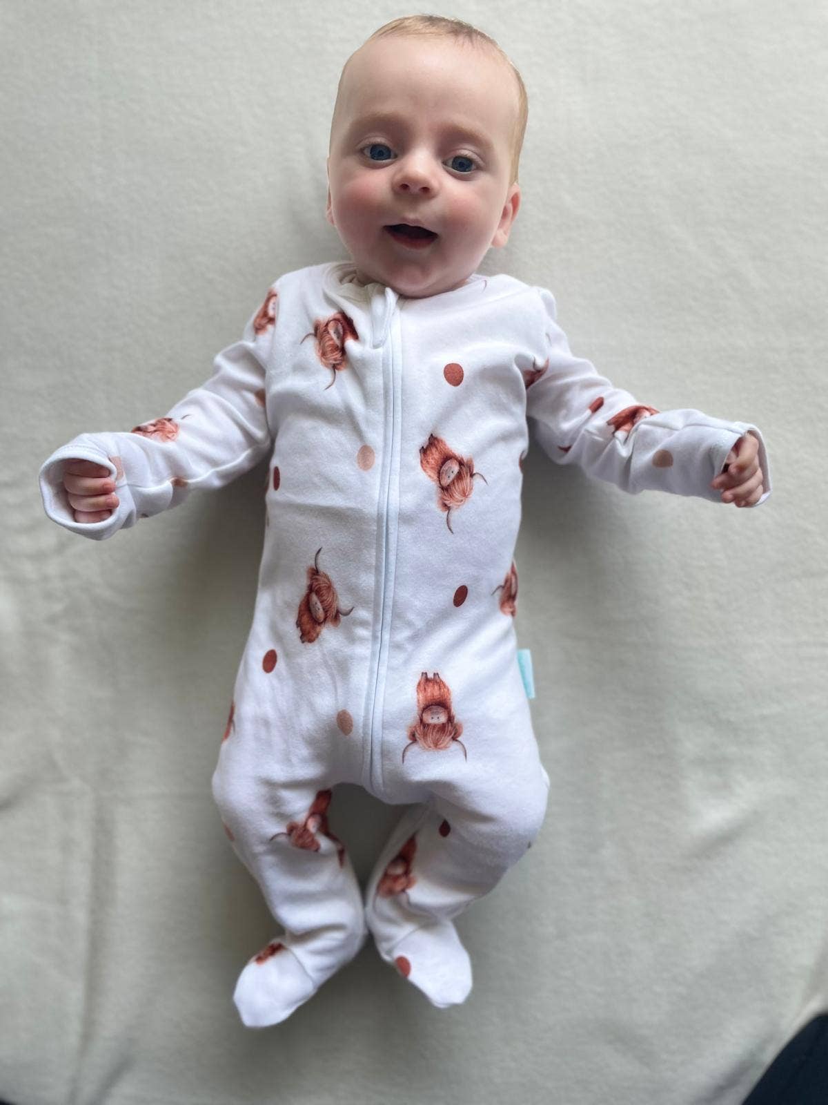 Highland Cow Sleepsuit: 6-9m
