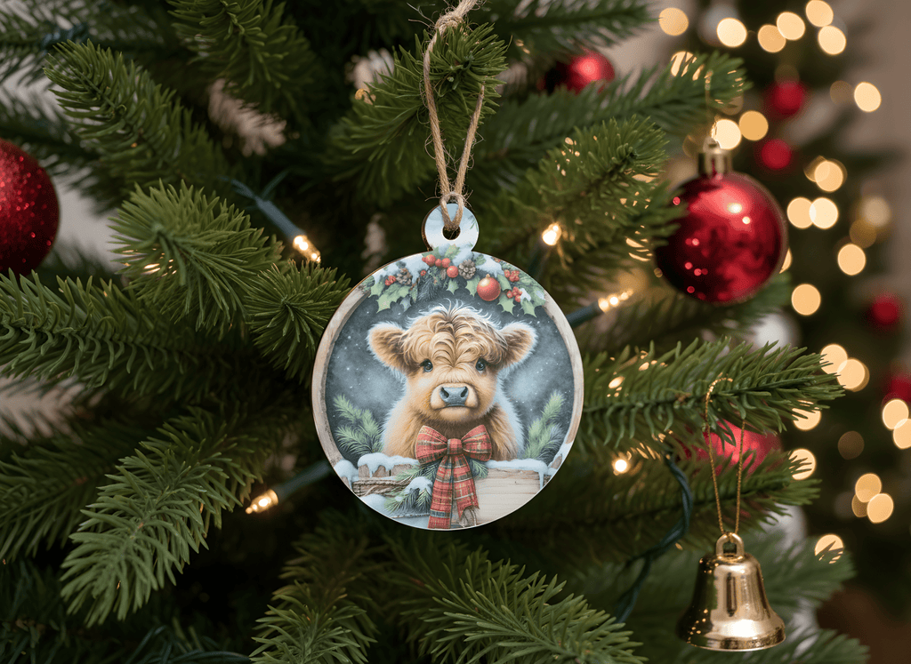 Fluffy Highland Cow Christmas Ornament - HomesteadHoboz