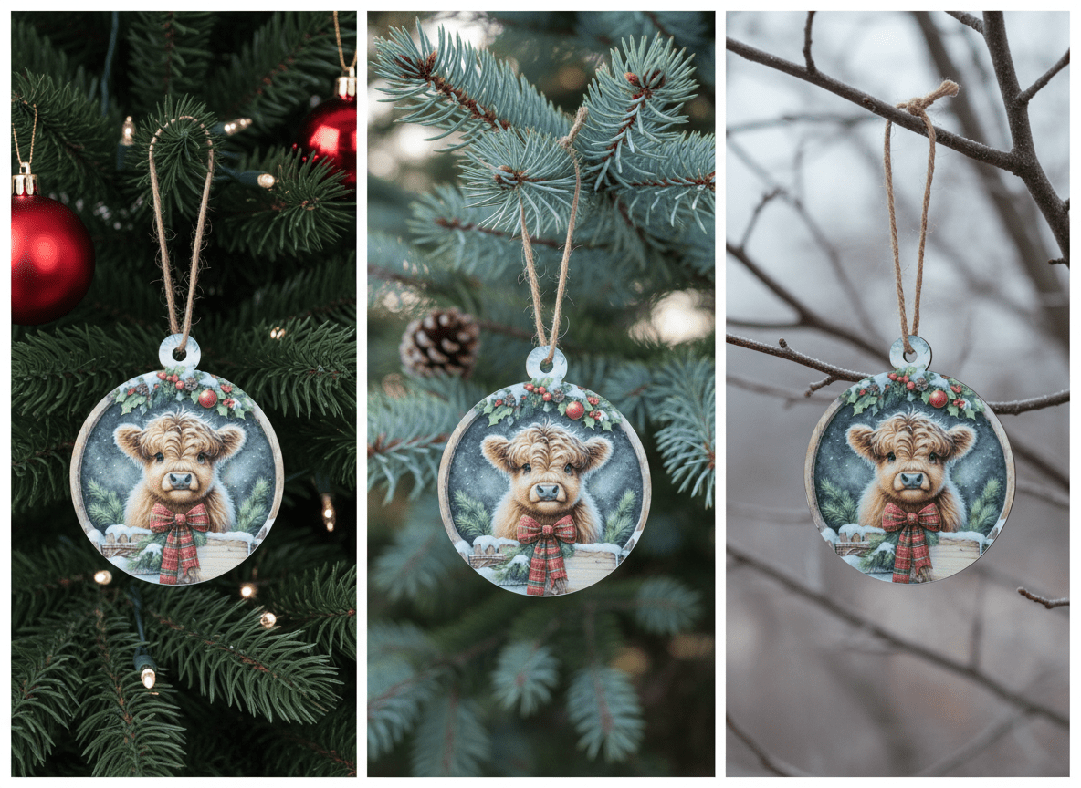 Fluffy Highland Cow Christmas Ornament - HomesteadHoboz