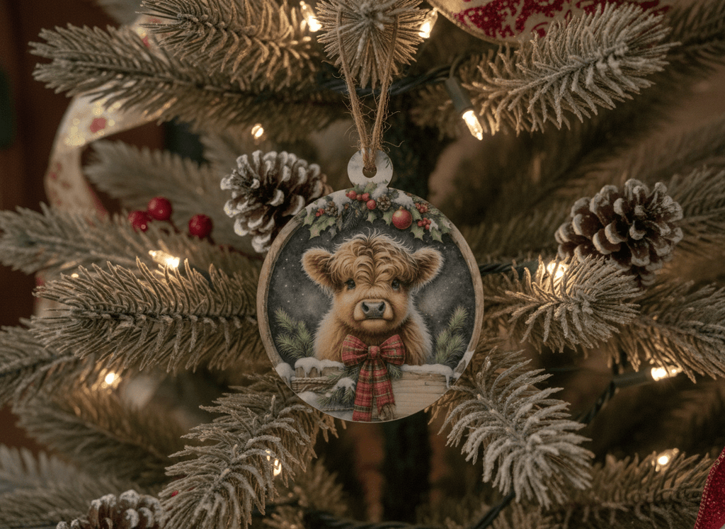 Fluffy Highland Cow Christmas Ornament - HomesteadHoboz