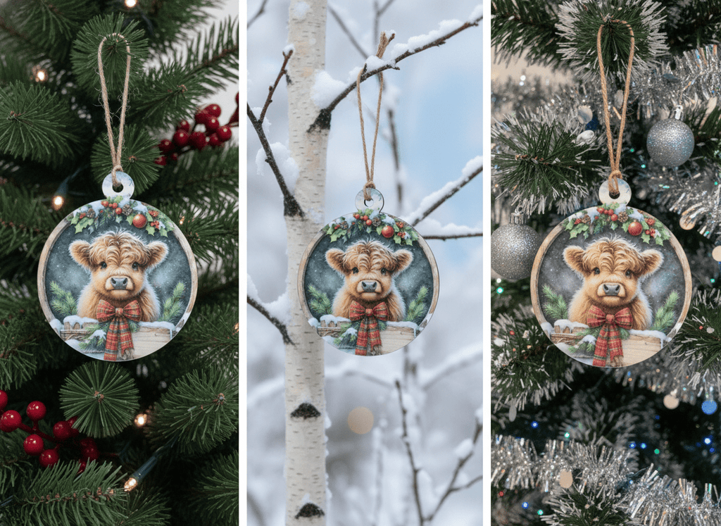 Fluffy Highland Cow Christmas Ornament - HomesteadHoboz