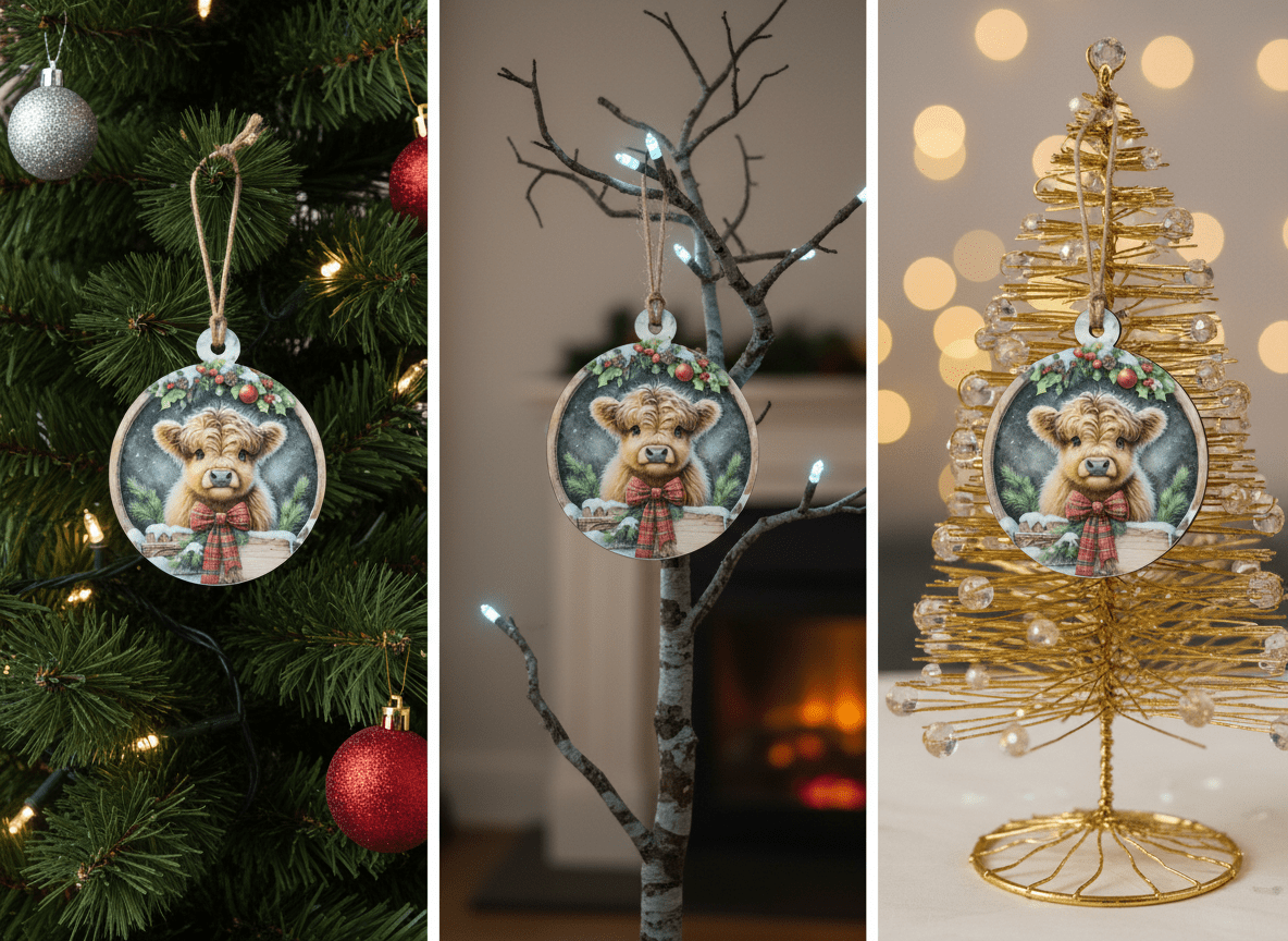 Fluffy Highland Cow Christmas Ornament - HomesteadHoboz