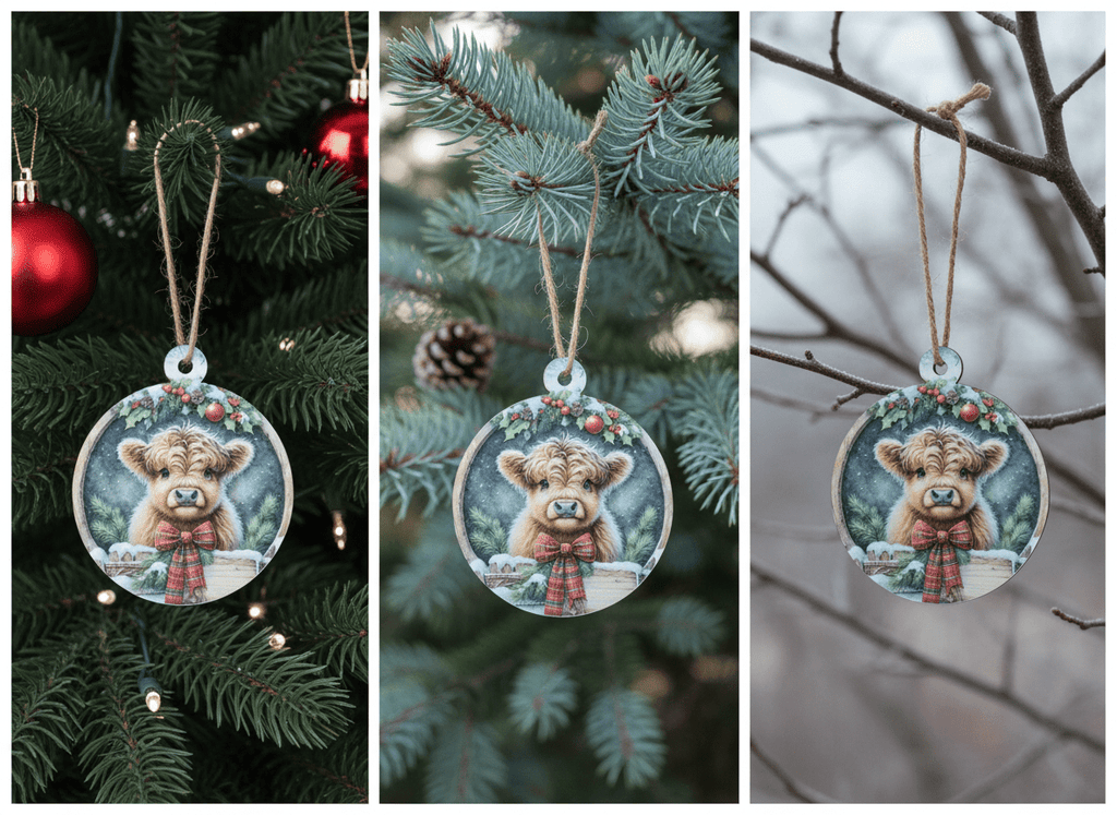 Fluffy Highland Cow Christmas Ornament - HomesteadHoboz