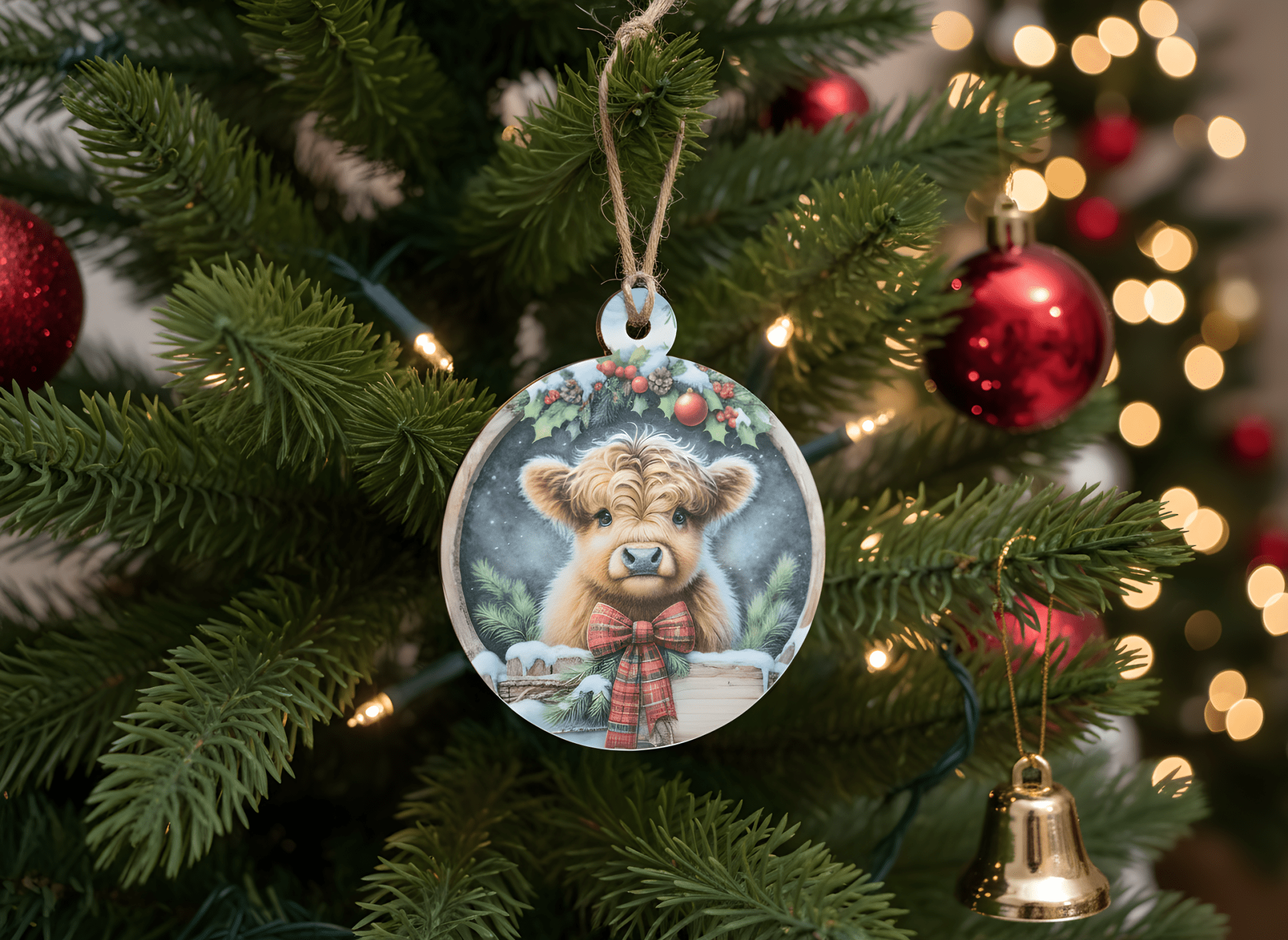 Fluffy Highland Cow Christmas Ornament - HomesteadHoboz