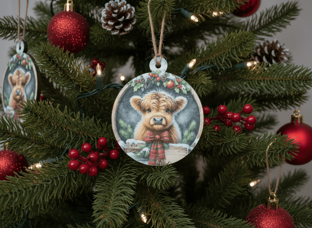 Fluffy Highland Cow Christmas Ornament - HomesteadHoboz