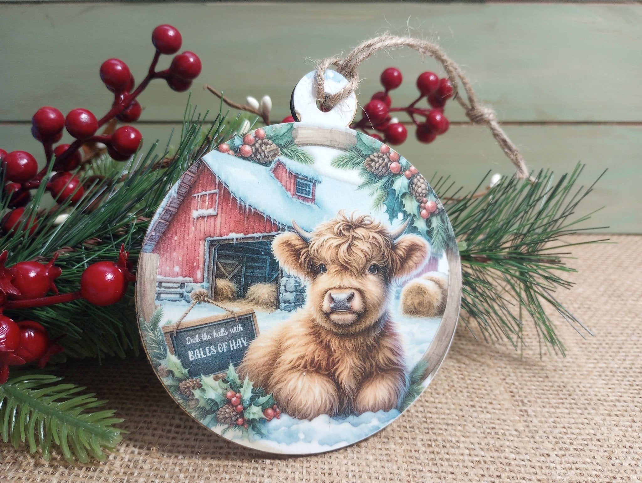 Highland Cow Christmas Ornament - Halls Decked - HomesteadHoboz