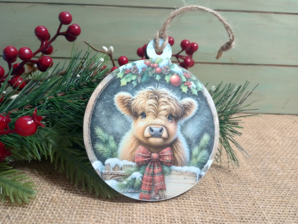 Fluffy Highland Cow Christmas Ornament - HomesteadHoboz