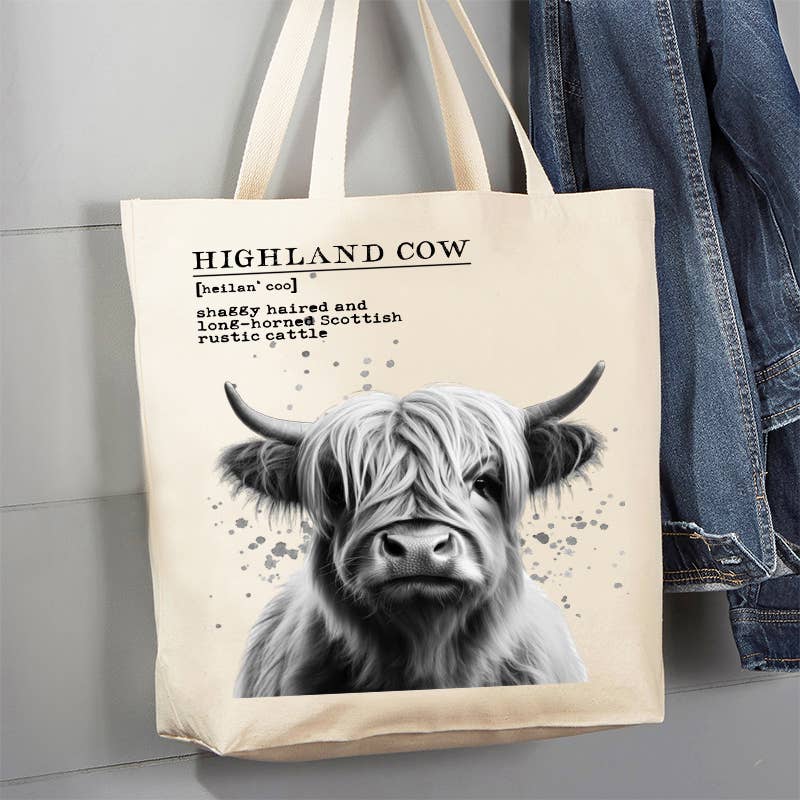Highland Cow Farm Canvas Tote-Tote Definition Bag - HomesteadHoboz