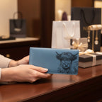 Highland Cow Minimalist Wallet, Bills, and Receipt holder Comes in 4 Neutral Colors. - HomesteadHoboz