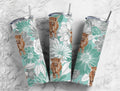 Highland Cow Mint/Gray Floral Tumbler - HomesteadHoboz