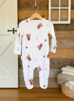 Adorable Highland Cow Baby Sleepsuit: 12-18 Months - HomesteadHoboz