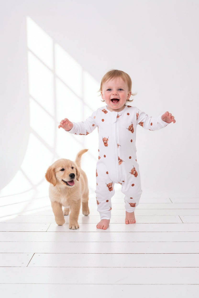 Adorable Highland Cow Sleepsuit for 9-12M - HomesteadHoboz