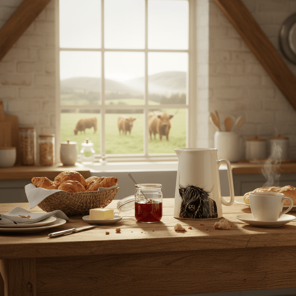 Highland Cow Stoneware Pitcher - HomesteadHoboz