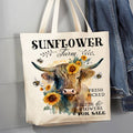 Highland Cow Sunflower Farm Canvas Tote Bag - HomesteadHoboz