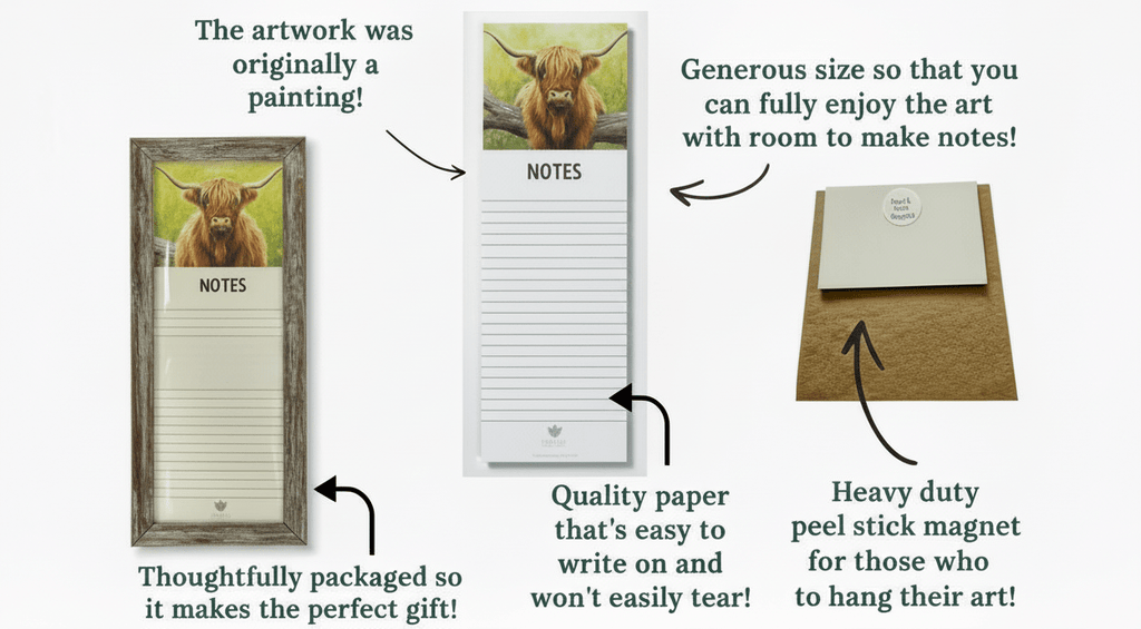 Magnetic Highland Cow Notepad - HomesteadHoboz