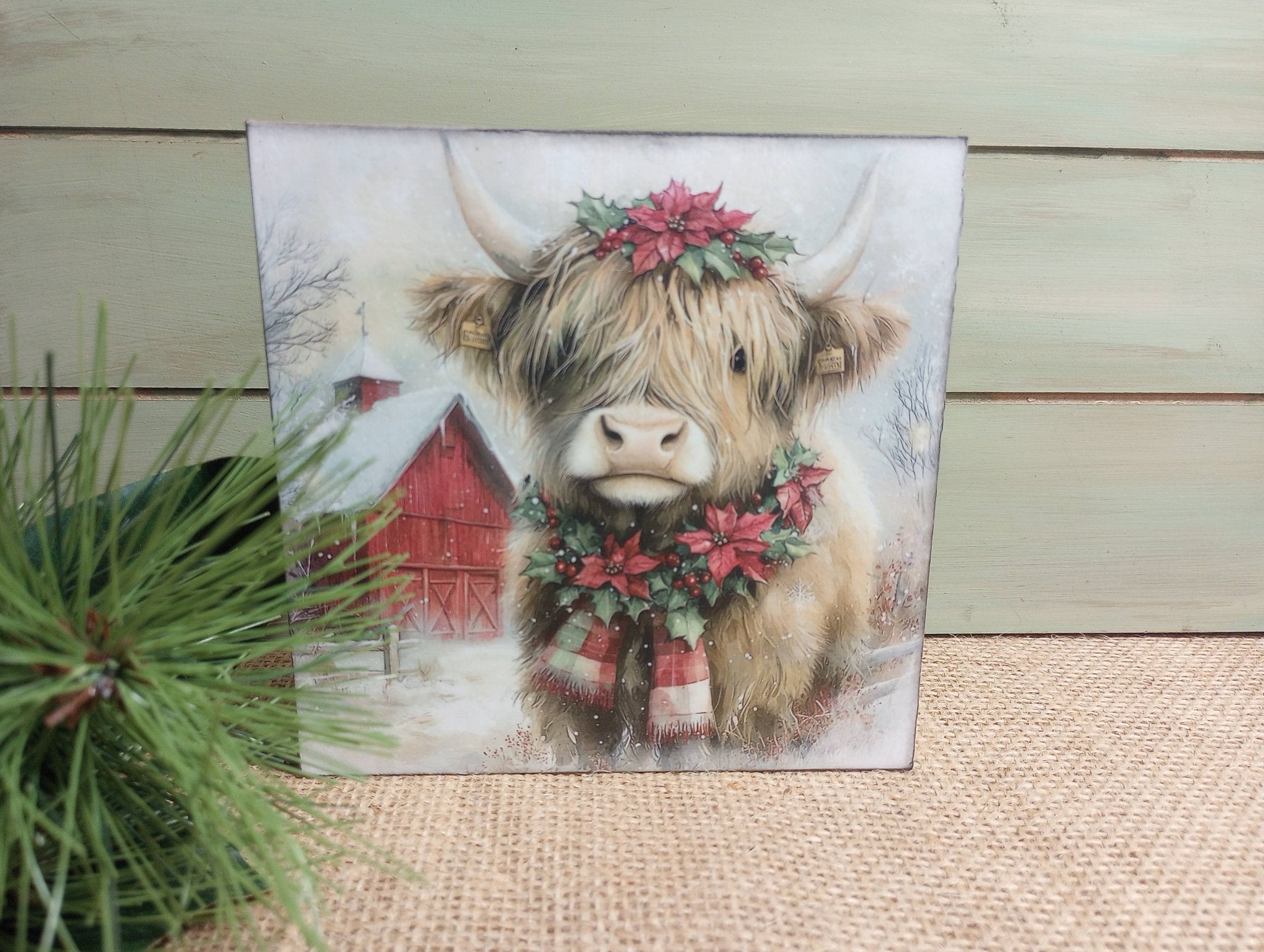 Matilda Highland Cow Wood Block Sign - Olde Red Barn - HomesteadHoboz