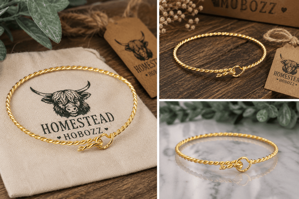 ORIGIONAL HANDMADE HOMESTEADHOBOZ KNOT BRACELET | Rustic Twist Knot Bracelet | Minimalist Western Gold Bangle - HomesteadHoboz