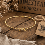 ORIGIONAL HANDMADE HOMESTEADHOBOZ KNOT BRACELET | Rustic Twist Knot Bracelet | Minimalist Western Gold Bangle - HomesteadHoboz