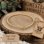 ORIGIONAL HANDMADE HOMESTEADHOBOZ KNOT BRACELET | Rustic Twist Knot Bracelet | Minimalist Western Gold Bangle - HomesteadHoboz