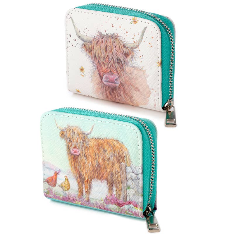 Cute Highland Cow Small Wallet Purse - HomesteadHoboz