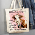 Stubborn Sassy Country Charm Cow 12 oz Canvas Tote Bag - HomesteadHoboz