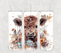 Watercolor Floral Highland Heifer Baby CowTumbler - HomesteadHoboz