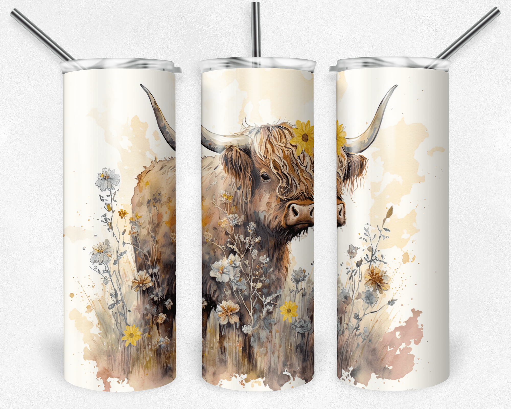 Watercolor Floral Highland Tumbler - HomesteadHoboz